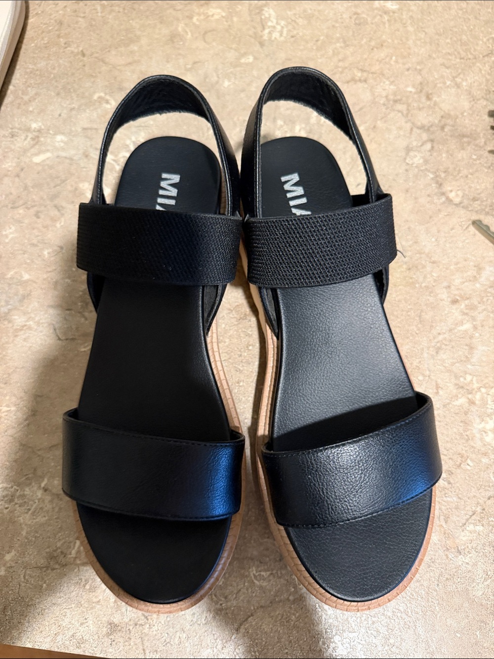 MIA Black and Beige Platform Sandals - Picture 3 of 3